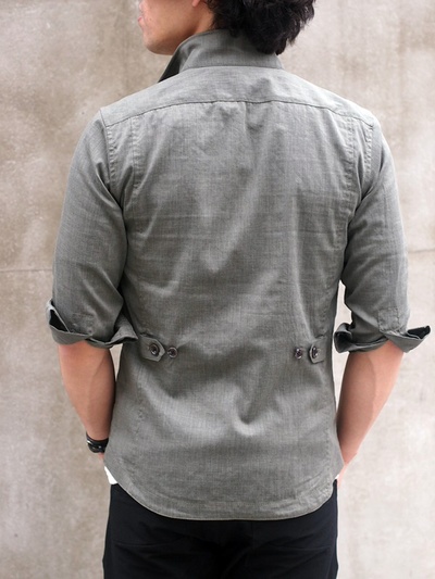 クールモーション麻混ストレッチミリタリーシャツブルゾン/MENS MELROSE