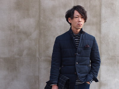 メランジジャカードニットジャケットブルゾン/MEN’S MELROSE(メンズメルローズ)