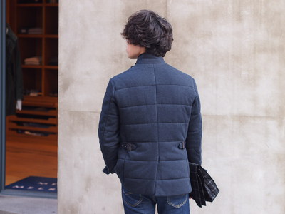 メランジジャカードニットジャケットブルゾン/MEN’S MELROSE(メンズメルローズ)