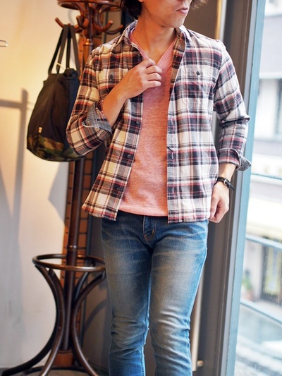 FRENCH LINEN V-NECK S/SL KNIT：フレンチリネン半袖ニット/DUFFER