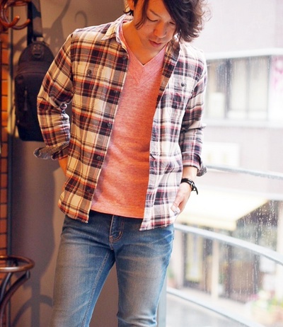 FRENCH LINEN V-NECK S/SL KNIT：フレンチリネン半袖ニット/DUFFER