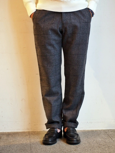 尾州ホームスパンウィンドウペンサルエルテーパードパンツ/MENS MELROSE(メンズメルローズ)