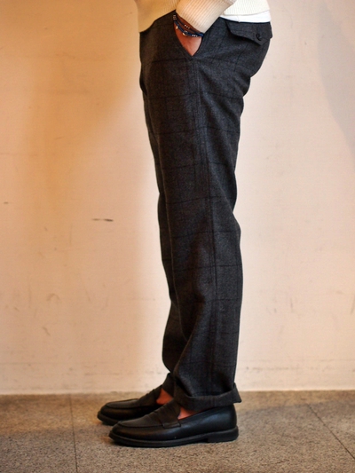 尾州ホームスパンウィンドウペンサルエルテーパードパンツ/MENS MELROSE(メンズメルローズ)