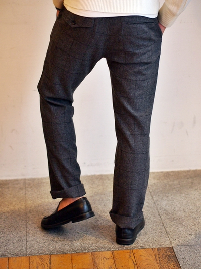 尾州ホームスパンウィンドウペンサルエルテーパードパンツ/MENS MELROSE(メンズメルローズ)