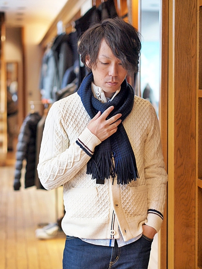 蓄熱機能糸HOTWAVEスタンドカラーニットブルゾン/メンズメルローズ（MENS MELROSE）