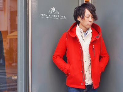 蓄熱機能糸HOTWAVEスタンドカラーニットブルゾン/メンズメルローズ（MENS MELROSE）