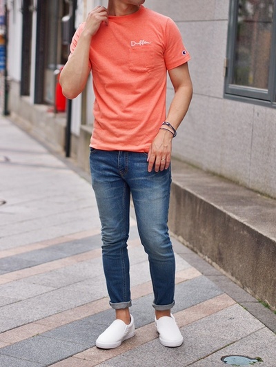 Champion×DUFFER ダブルドライワンポケTシャツ