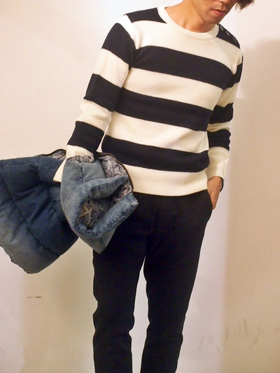 SHOULDER BUTTON BORDER KNIT：ボーダーニット/The DUFFER of St.GEORGE