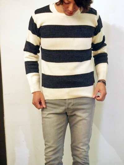 SHOULDER BUTTON BORDER KNIT：ボーダーニット/The DUFFER of St.GEORGE