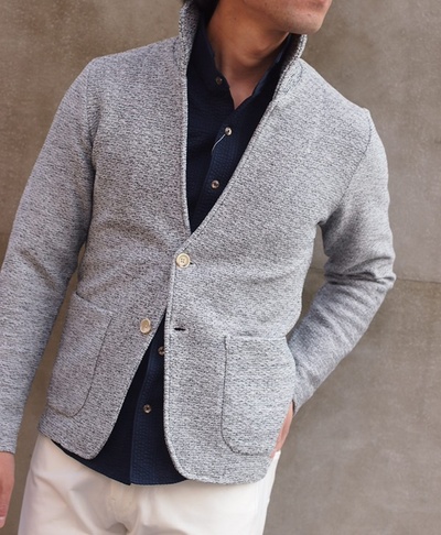 ポリエステルニットスタンドカラージャケット/MEN’S MELROSE(メンズメルローズ)