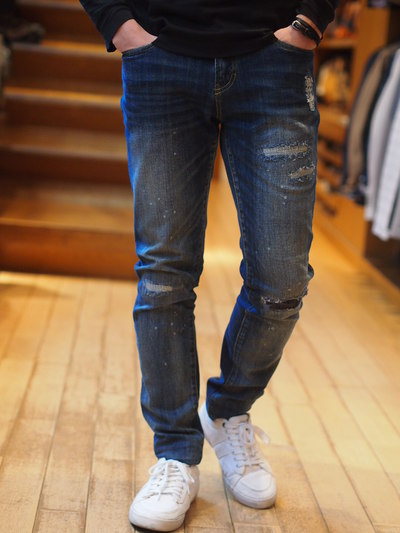 AKM別注WネームDamage Denim