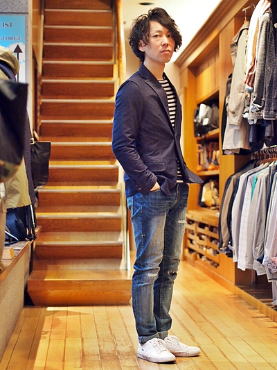 AKM別注WネームDamage Denim