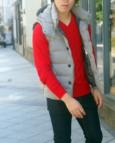 シャンブレーワッシャーナイロンダウンベスト/MENS MELROSE