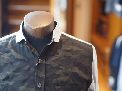 カモフラジャガードオックスシャツメンズメルローズ(MENS MELROSE)