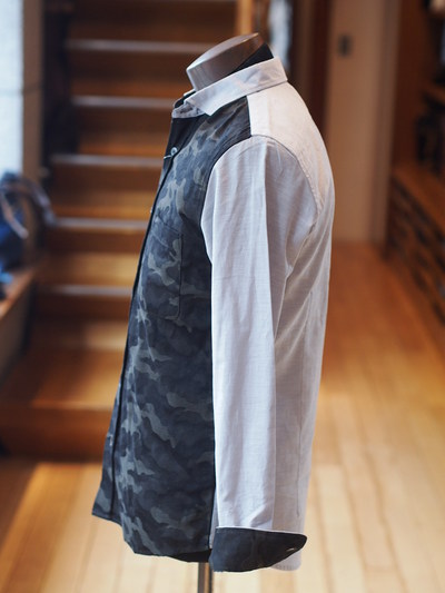 カモフラジャガードオックスシャツメンズメルローズ(MENS MELROSE)