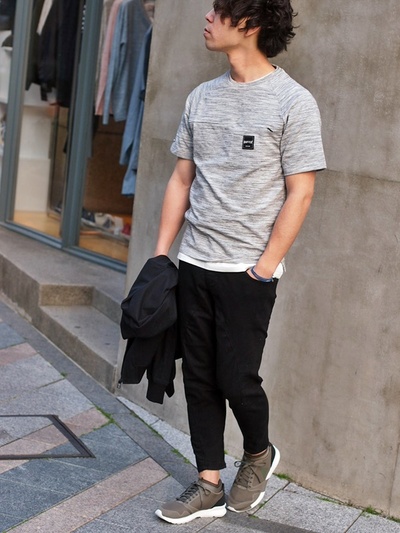 DUFFER BLACK LABEL：ヨリ杢ミニ裏毛 スラブボーダー Tシャツ