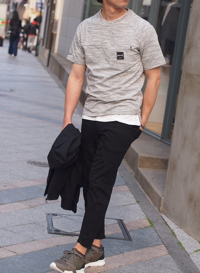 DUFFER BLACK LABEL：ヨリ杢ミニ裏毛 スラブボーダー Tシャツ