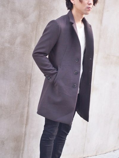 ポリエステルメルトンチェスターフィールドコート/MENS MELROSE(メンズメルローズ)