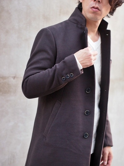 ポリエステルメルトンチェスターフィールドコート/MENS MELROSE(メンズメルローズ)
