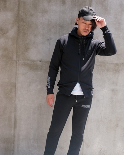 DUFFER BLACK LABEL＞ダンボールニットジップパーカー＆シンプルパンツ