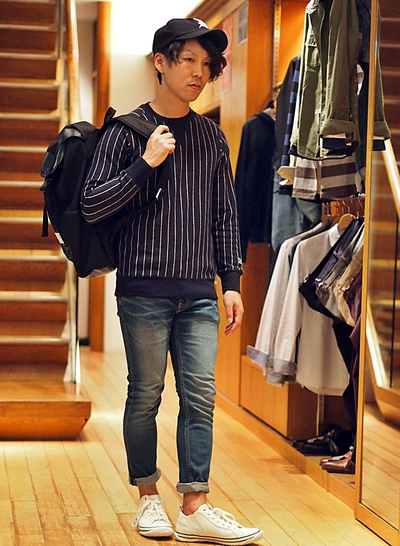 【MEN’S NON-NO８月号掲載】Russell Athletics×MEN’SMELROSE ストライプスウェット