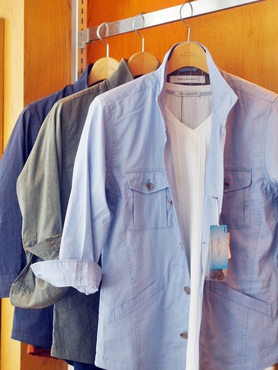 クールモーション麻混ストレッチミリタリーシャツブルゾン/MENS MELROSE