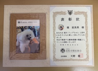 表彰状届きました！