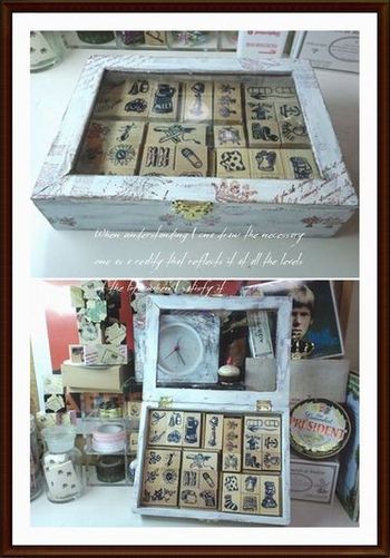 100円ショップの標本箱をシャビーチックに♪