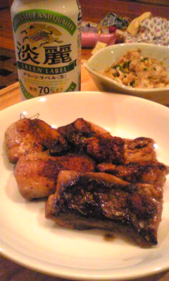 鮪ステーキで晩酌♪