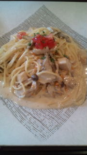 きのことウニクリームパスタ♪