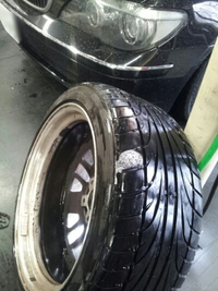 BMW7 タイヤパンク外面修理の再エア漏れ 内面修理 タイヤガーデン掛川 静岡県菊川市倉沢