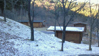 キャンプ場、冬風景に