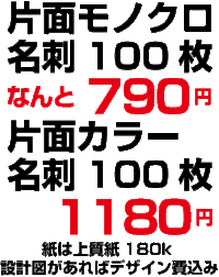 名刺片面モノクロ790円！（オリジナル名刺） 2011/11/05 09:55:10